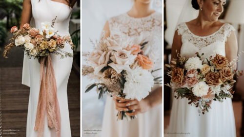 Earthy toned bridal bouquets